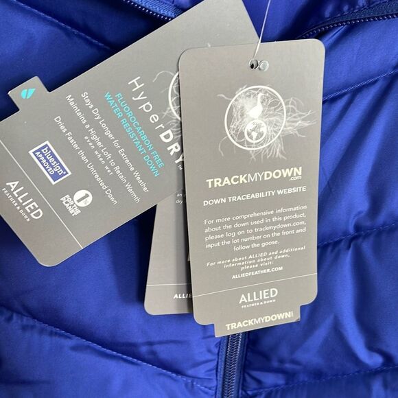 NWT Lands' End Hyper Dry Allied Feather 600 Down Zip Up Puffer Vest Blue Size XS - Picture 6 of 10